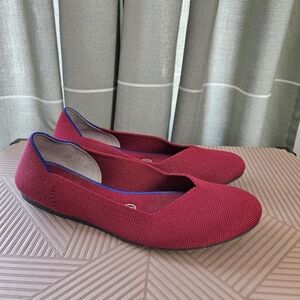 Rothy's Bright Red The Flat Round Toe Business Casual Recycled Sustainable Chic